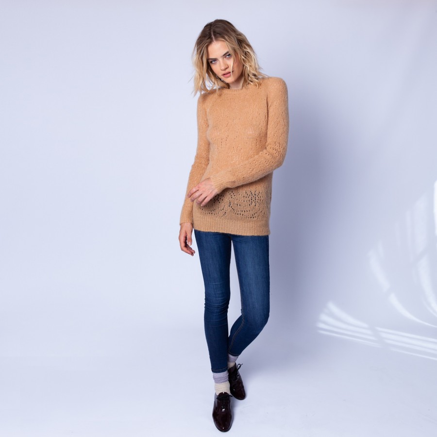 Long hemstitched jumper made of mohair - Emelin