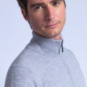 Pull col zippé en cachemire Filip 6350 glace - 11 gris clair