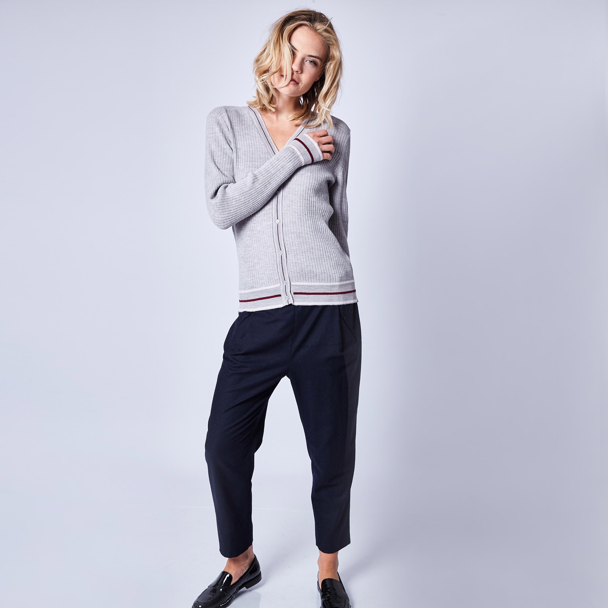 Ribbed wool cardigan - Emblème