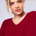 Pull col V en cachemire intemporel - Eniva 6384 rouge cerise - 20 rouge foncé