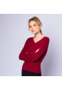 Pull col V en cachemire intemporel - Eniva 6384 rouge cerise - 20 rouge foncé