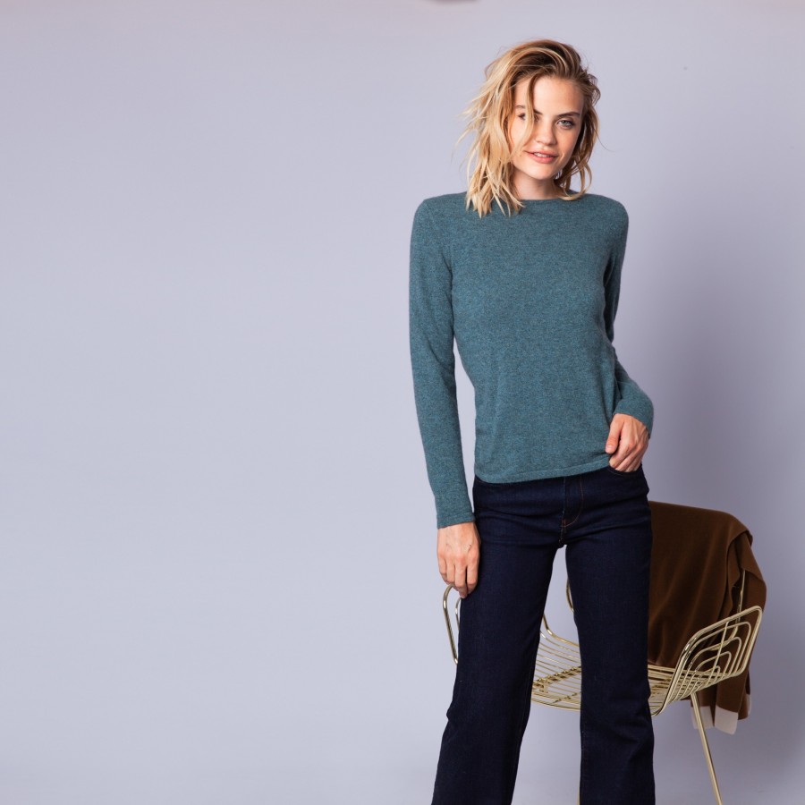 Suéter de cashmere com gola redonda - Evana