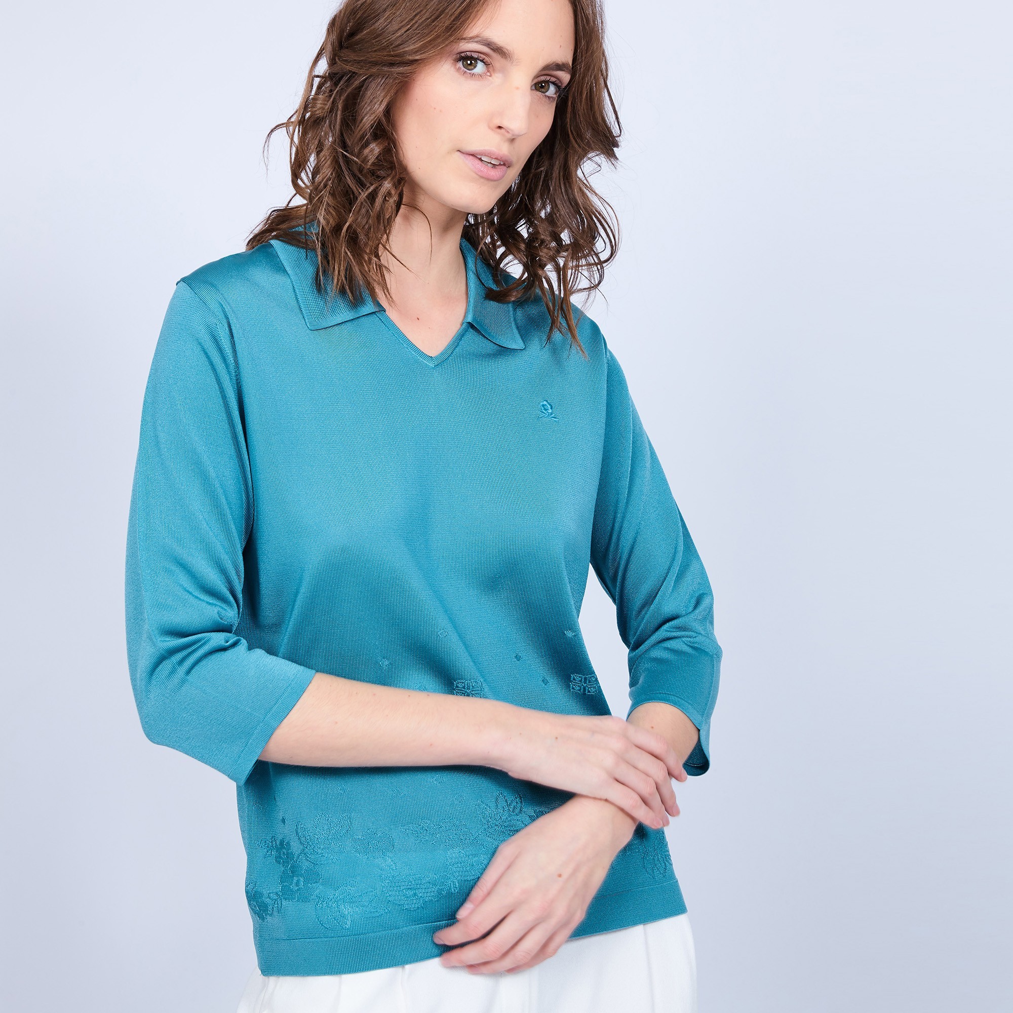 Polo en Fil Lumière - Murielle 8040-25 Rose moyen