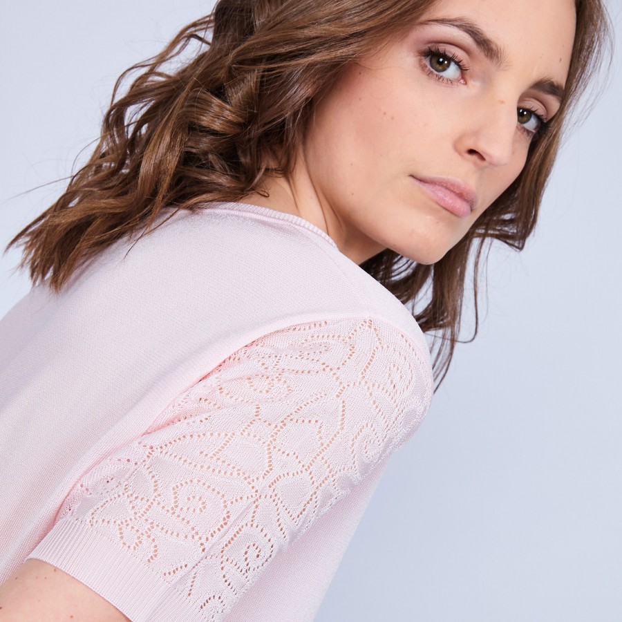 Camiseta gola quadrada em Fil Lumière - Marie