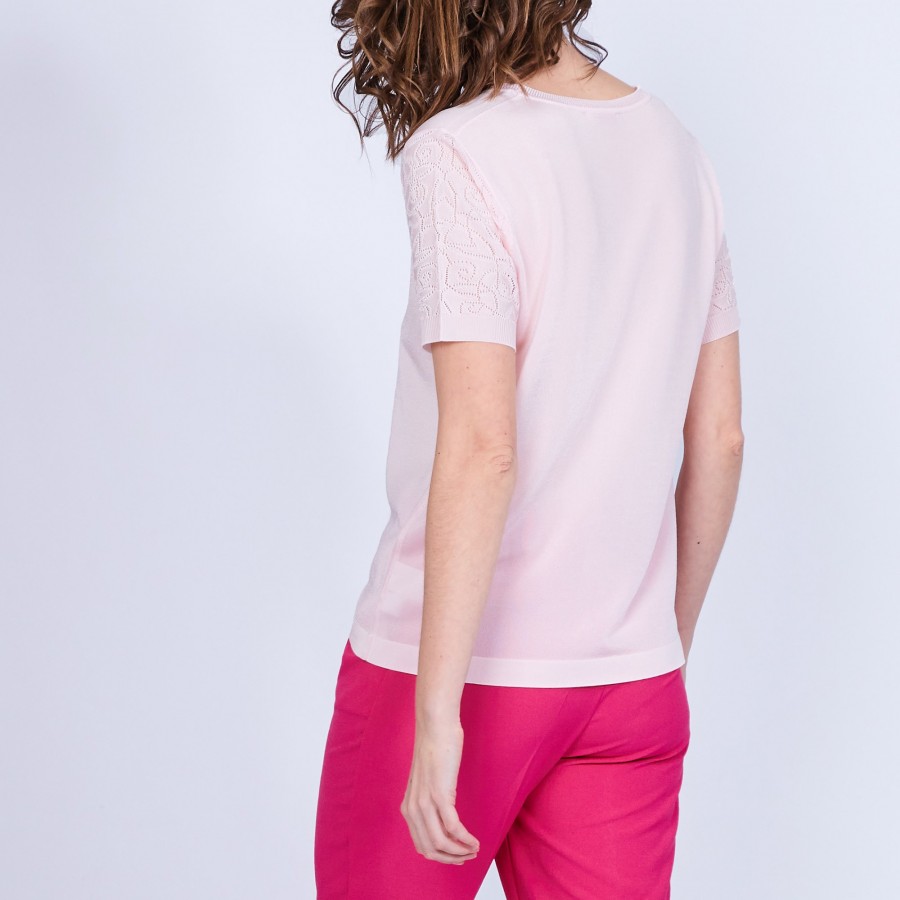 Camiseta gola quadrada em Fil Lumière - Marie