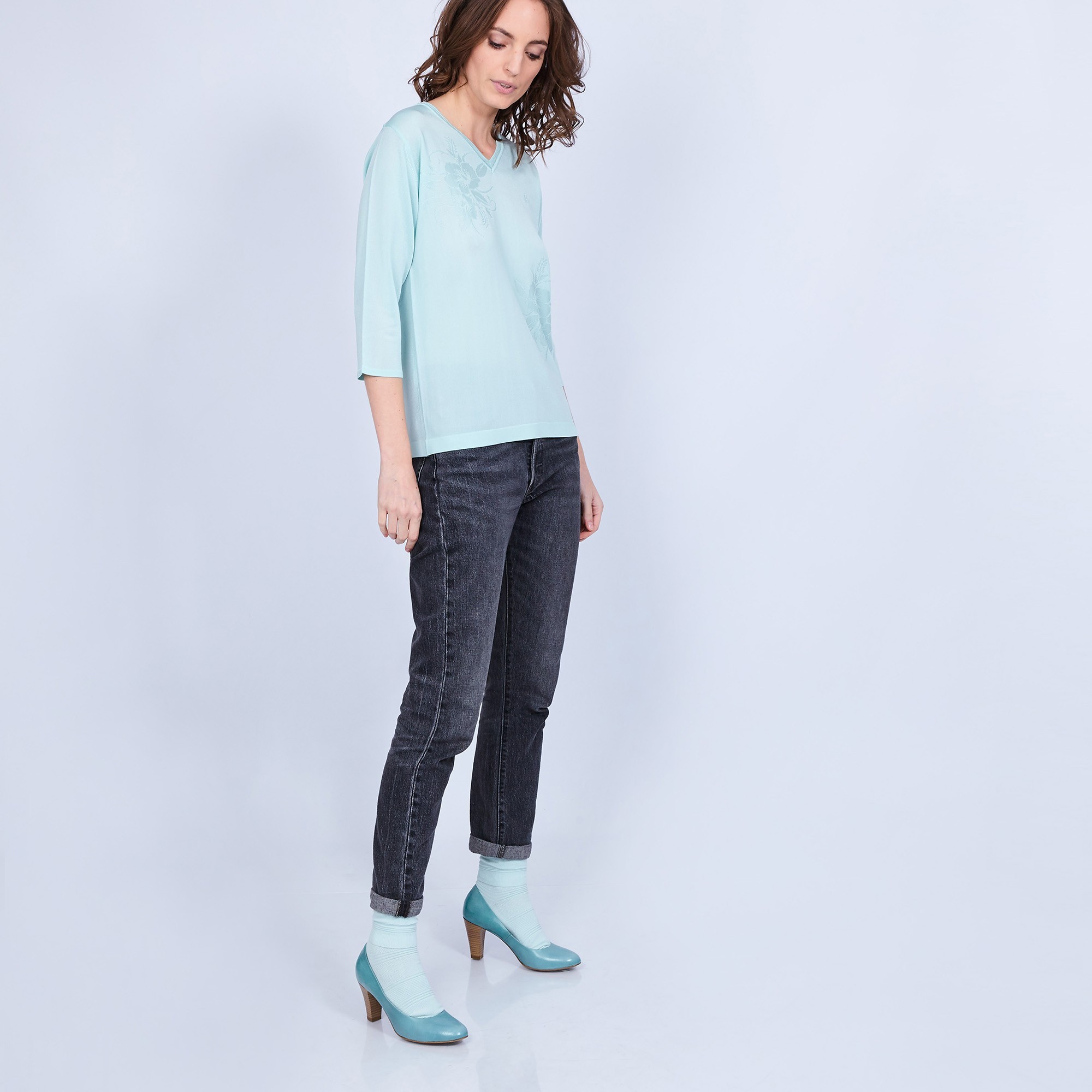 Polo femme manches 3/4 Fil Lumière - Maude 8022 Opaline-23 Vert clair