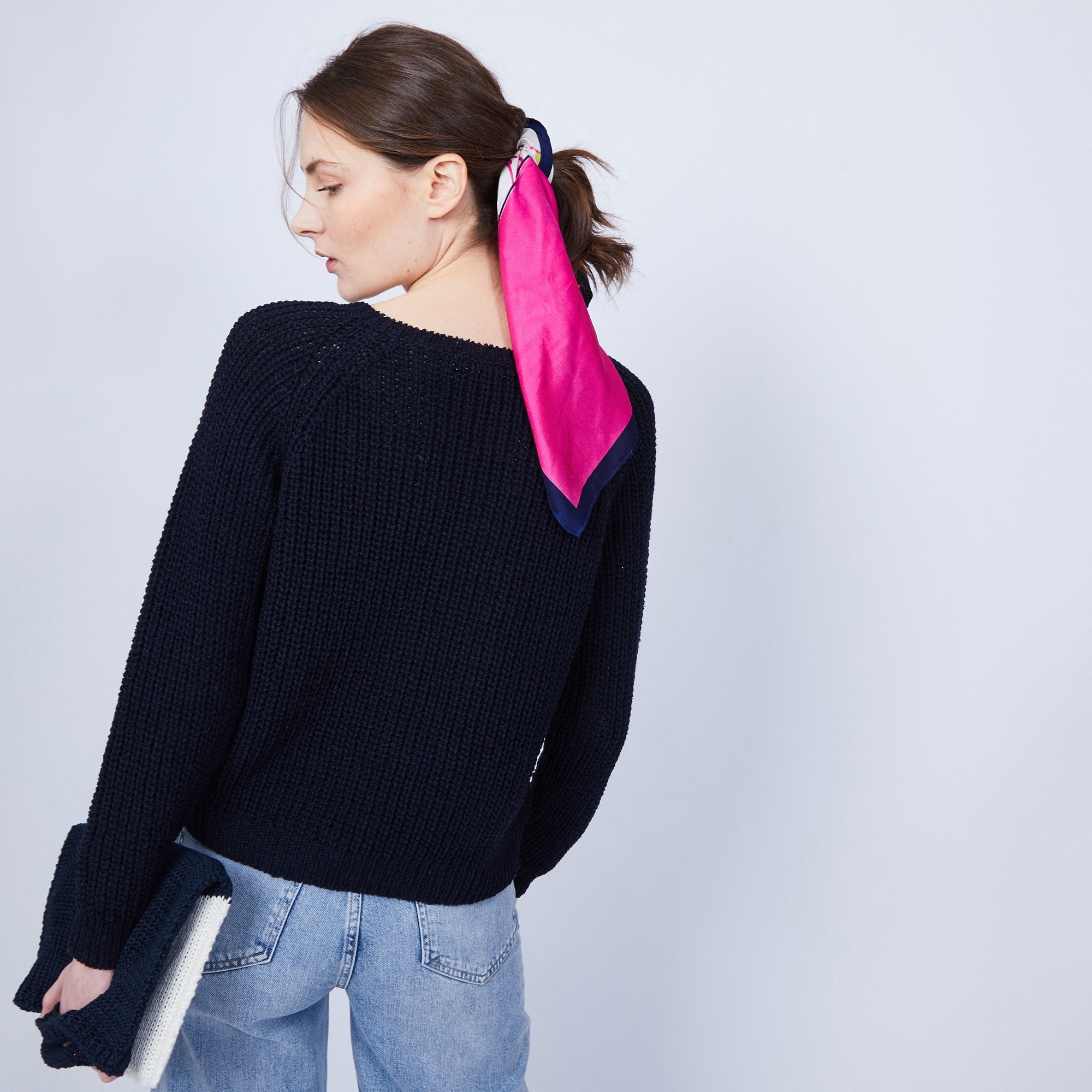 Pull côtelée col V - Charles 6440 marine - 05 Bleu marine