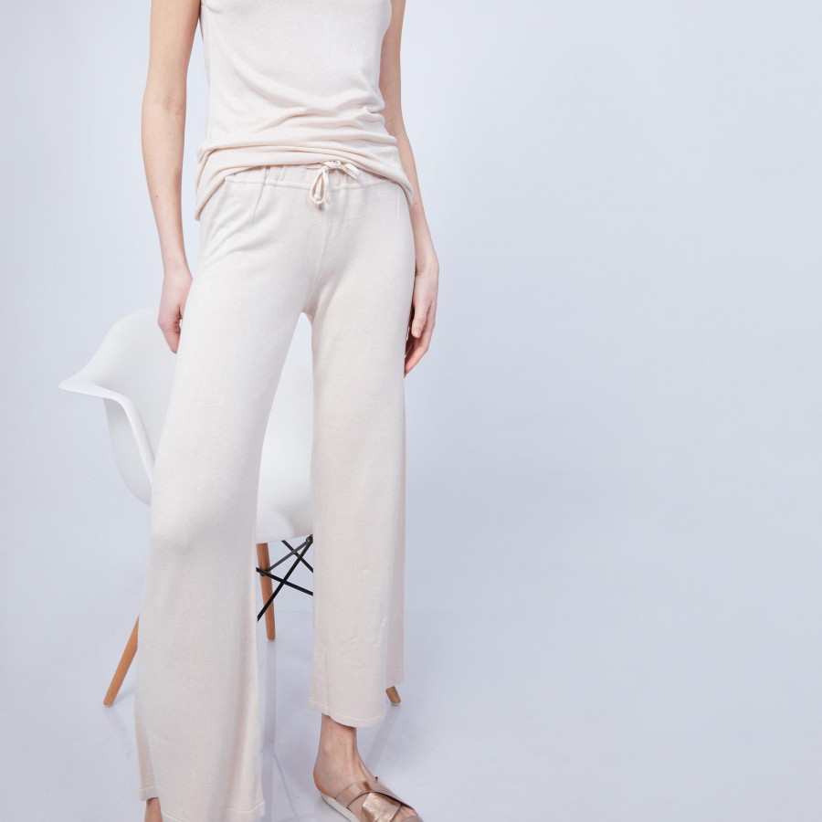 Wide-legged trousers in bamboo and cashmere - HAMMAM