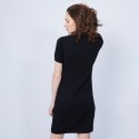 Robe col polo en coton - Jacee 6410 noir - 01 Noir