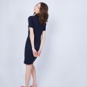 Robe col polo en coton - Jacee 6440 marine - 05 Bleu marine