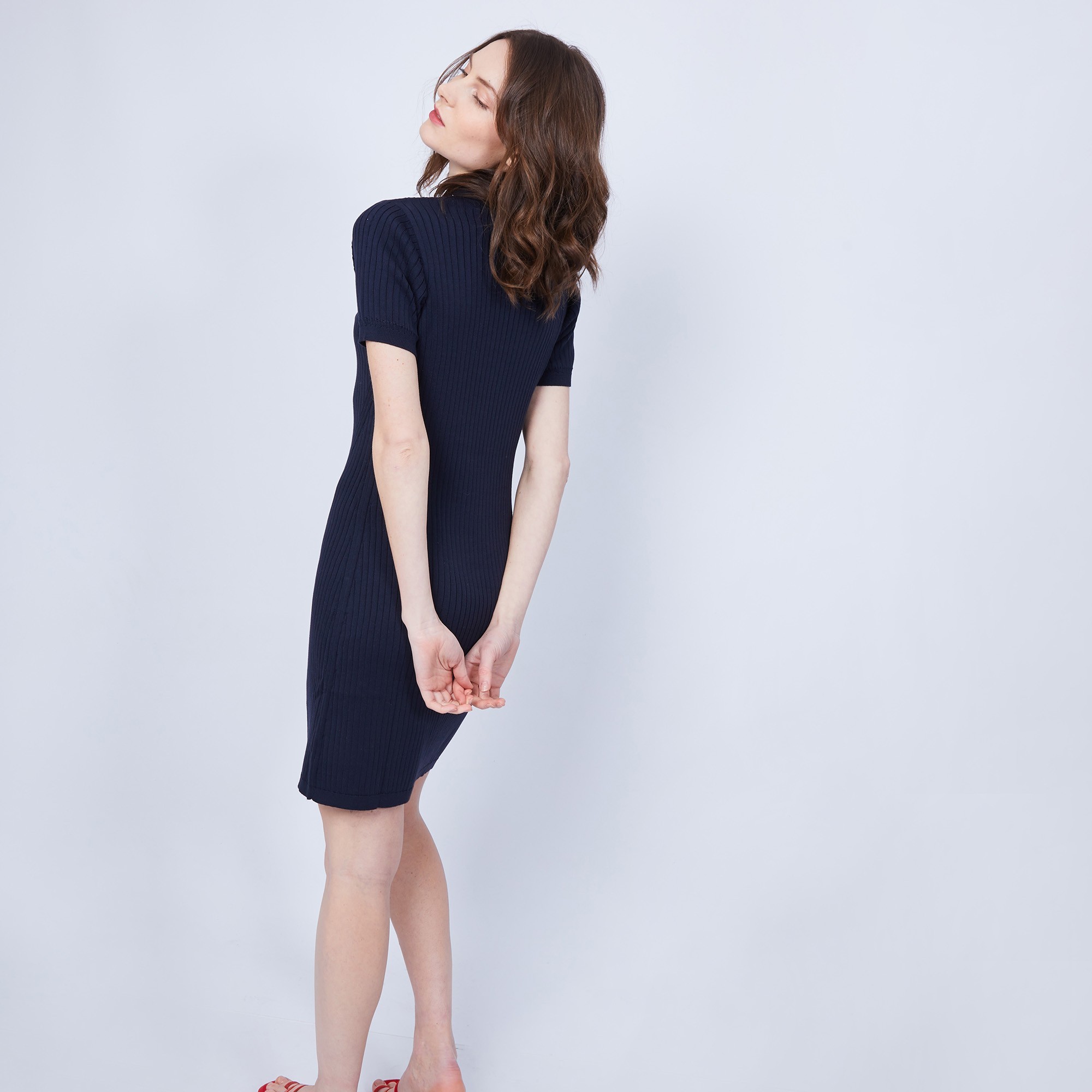 Robe col polo en coton - Jacee 6440 marine - 05 Bleu marine