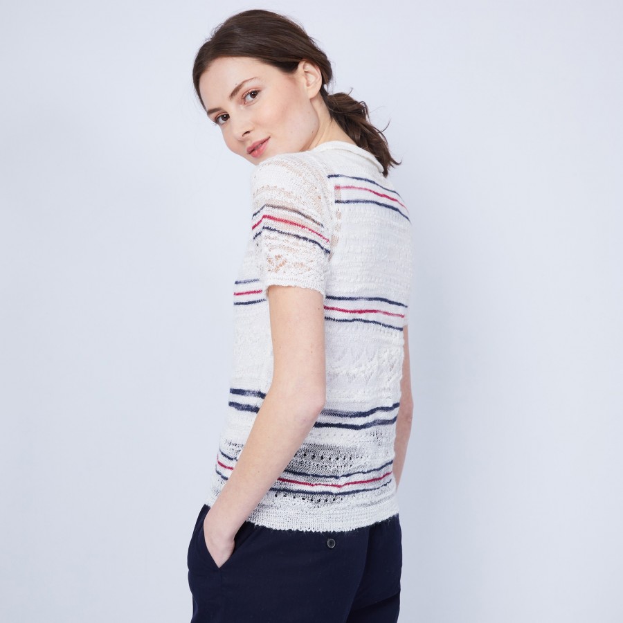 Striped T-shirt with polo collar - JUMELLE