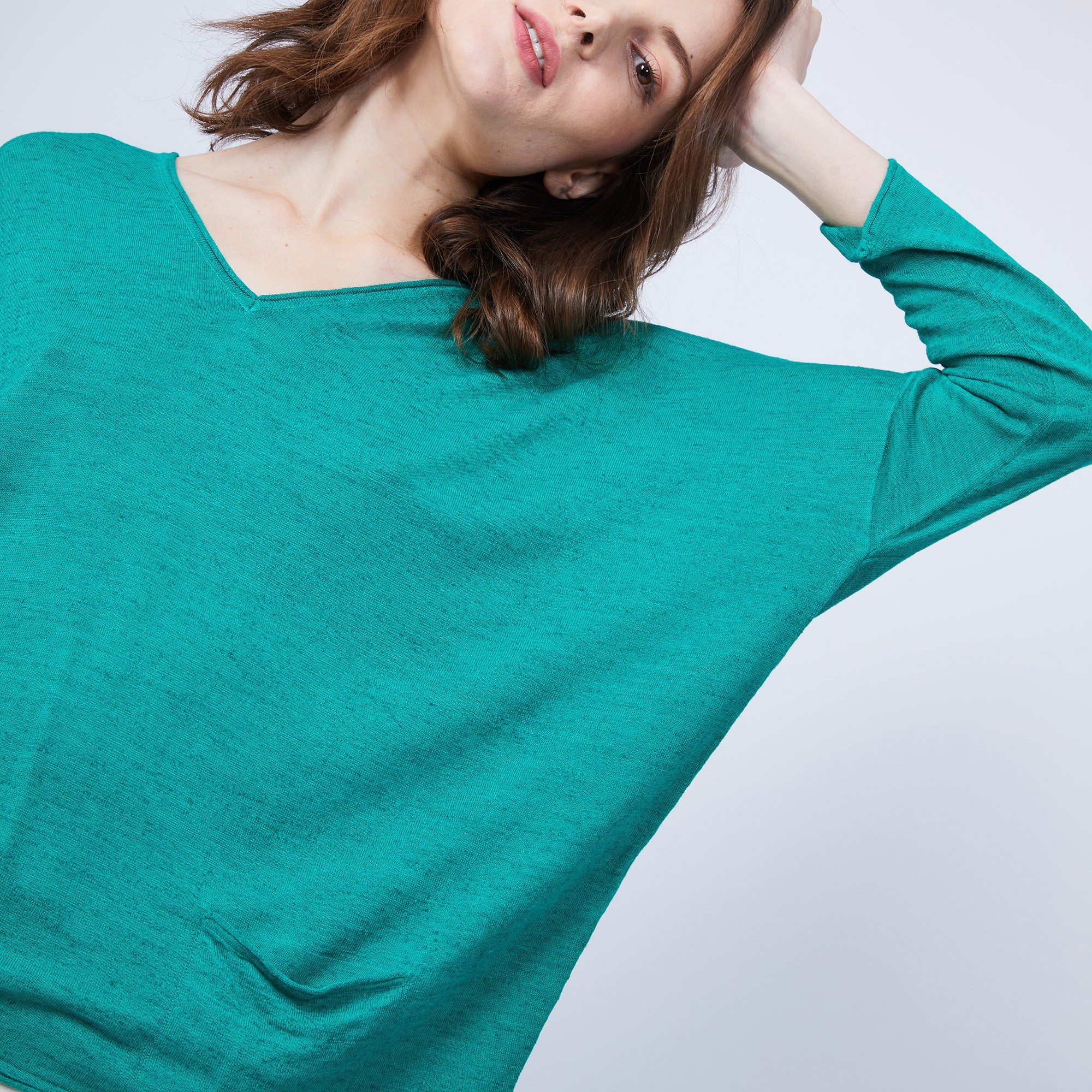 T-shirt ample col V - Malou 6450 tropique - 21 vert foncé