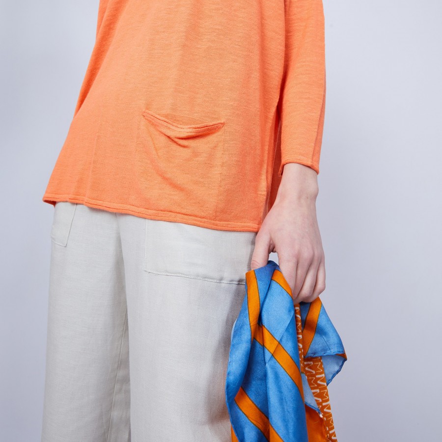 Loose long-sleeved V-neck T-shirt - MALOU