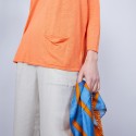 T-shirt ample col V - Malou 6482 santal - 15 orange