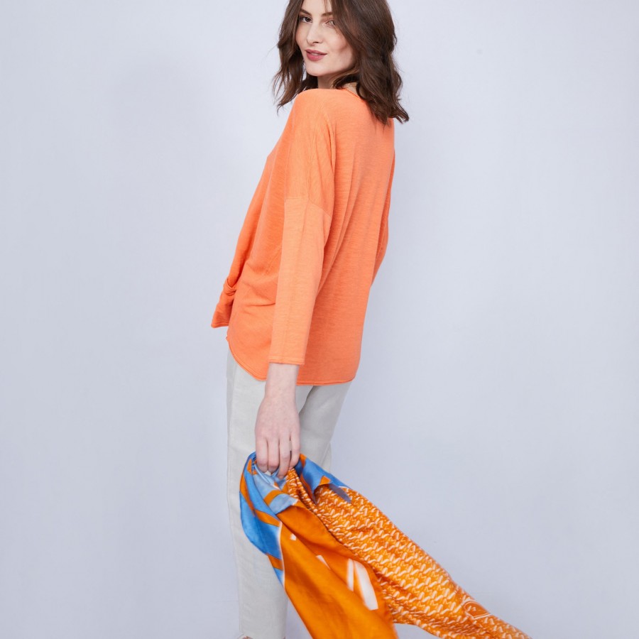 Loose long-sleeved V-neck T-shirt - MALOU