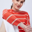 Pull rayé col rond - Mariah 6530 ardent or - 15 Orange