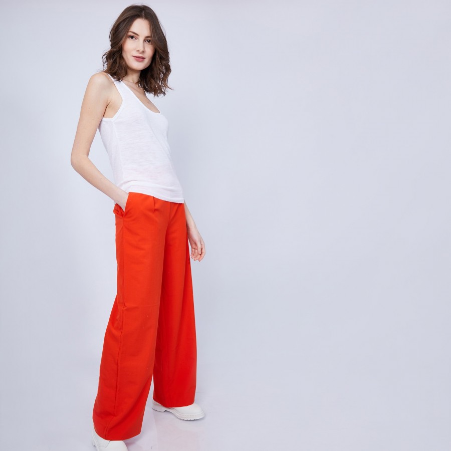 Regata de gola redonda em linho slub - Java