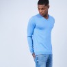 Pull col V en laine et soie - Lessie 6441 calypso - 06 Bleu moyen