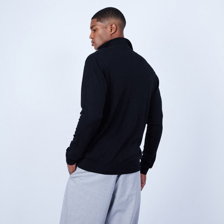 Cardigan de lã merino com zíper e gola alta - Estian