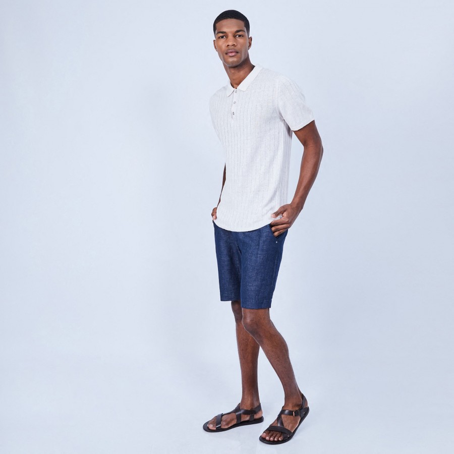 Camisa polo canelada 100% linho - Lido