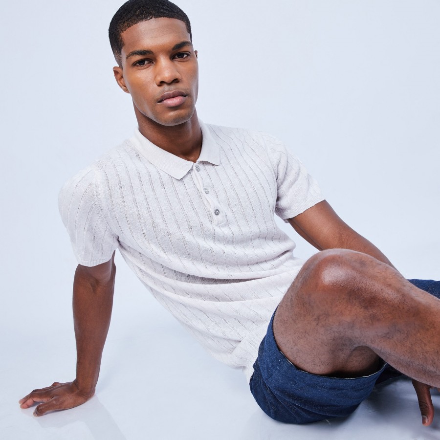 Camisa polo canelada 100% linho - Lido