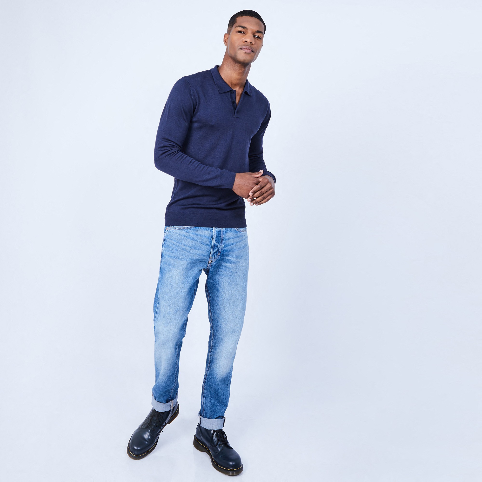 Pull col polo en laine mérinos - Lino