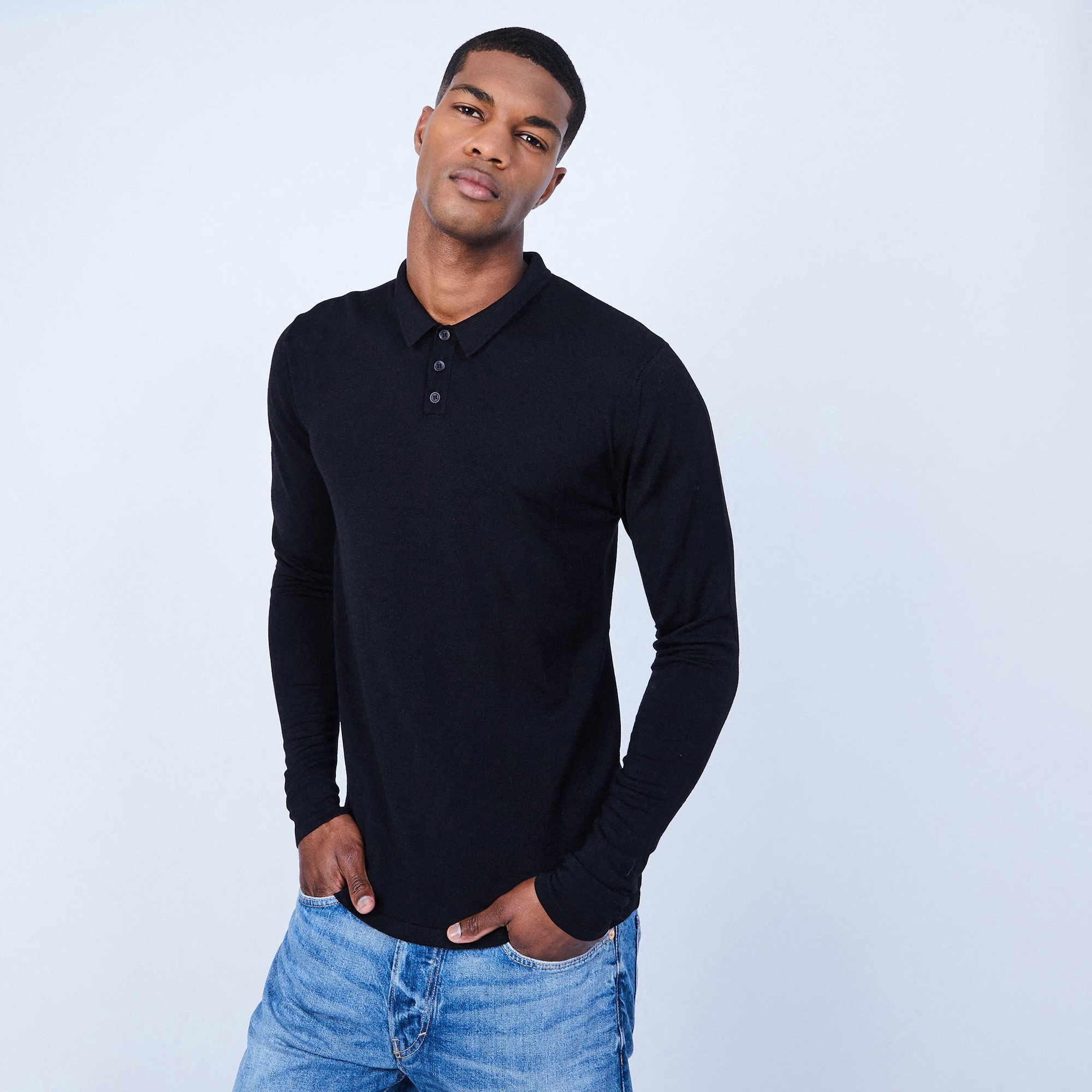 Pull col polo en laine et soie - Lume