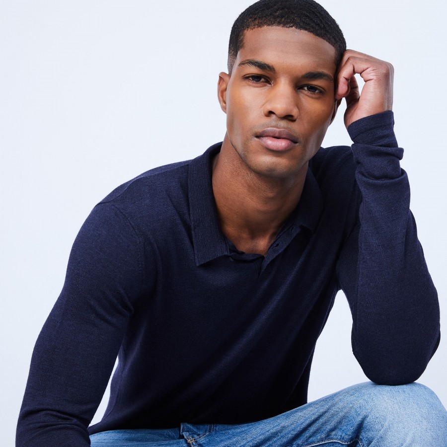 Jumper with polo collar in wool and silk - LUME