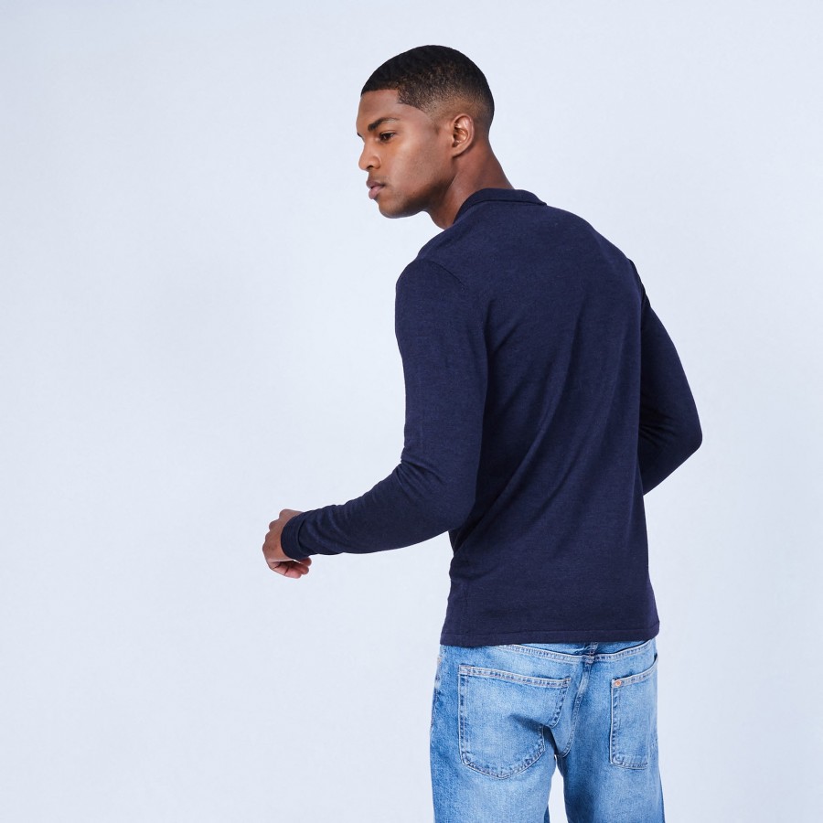 Jumper with polo collar in wool and silk - LUME