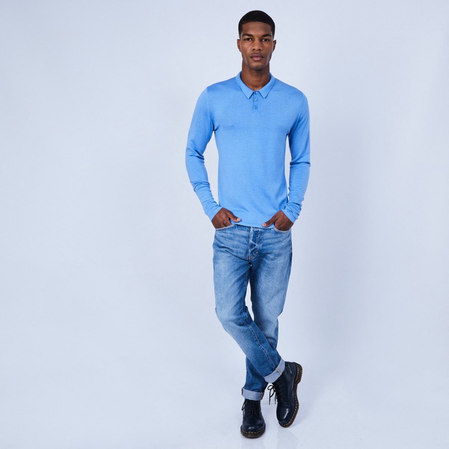 Pull col polo en laine et soie - Lume