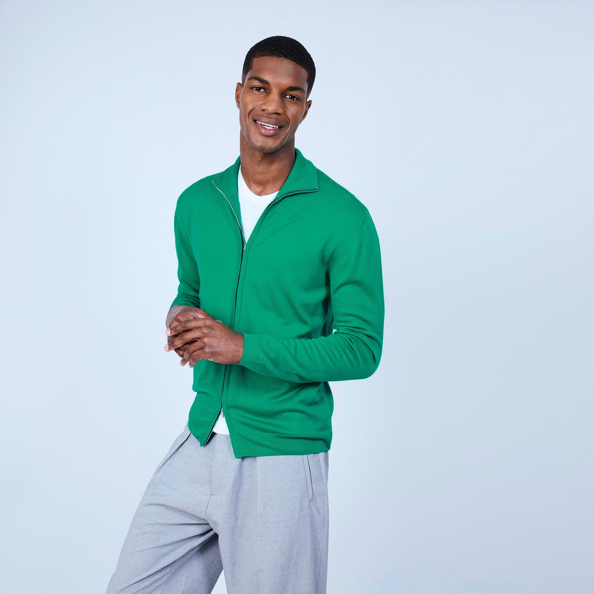 Gilet col montant zippé en laine mérinos - Liacre