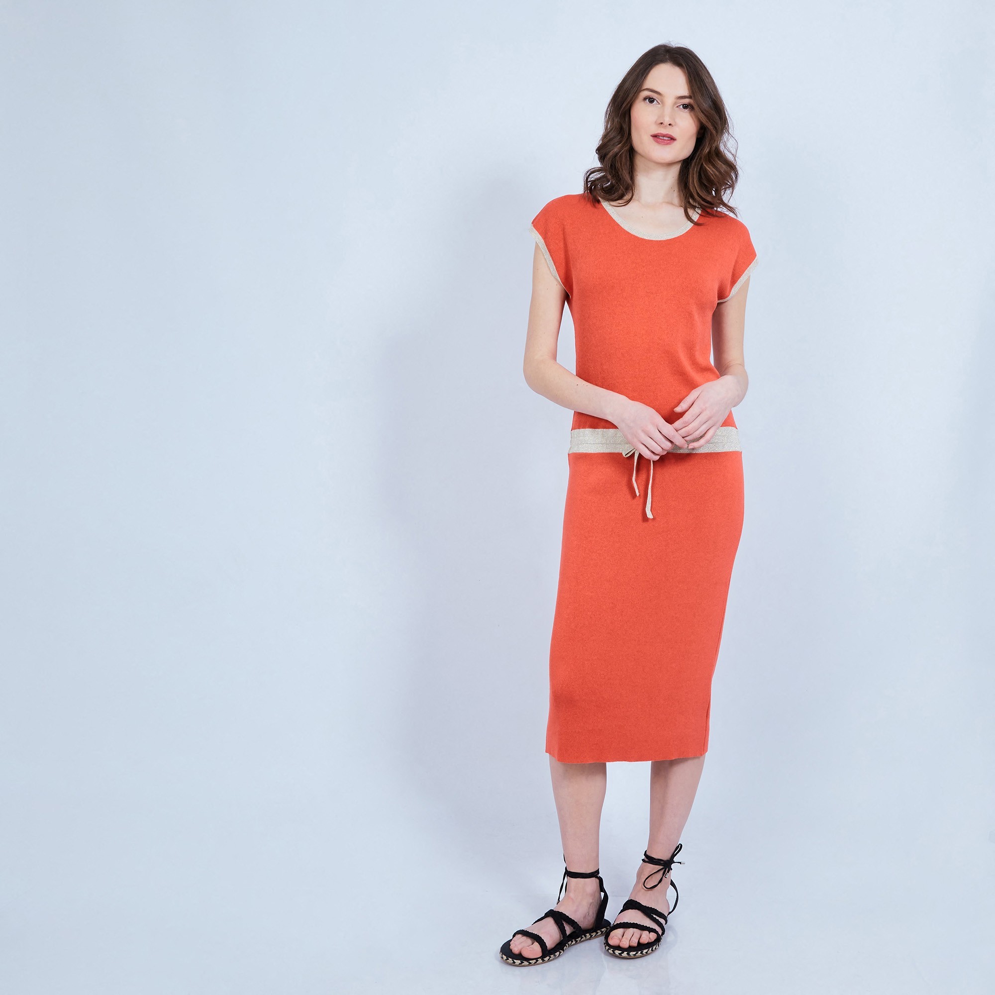 Longue robe cintrée - Meili 6530 Ardent -  orange