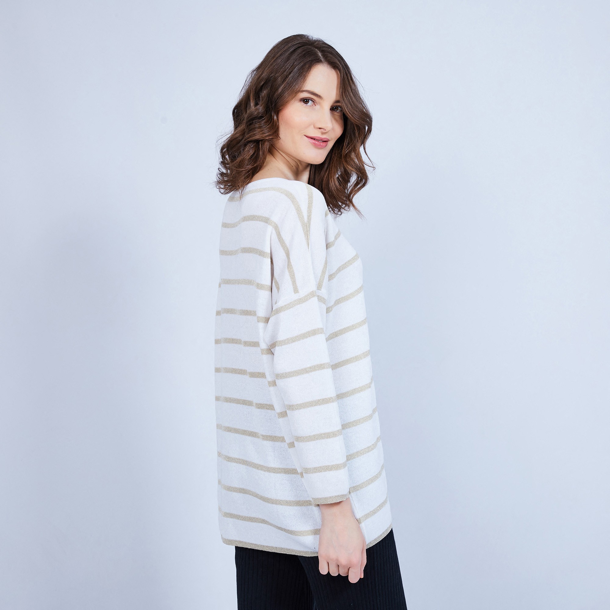Pull rayé col rond - Mariah 6529 Blanc - 02 blanc