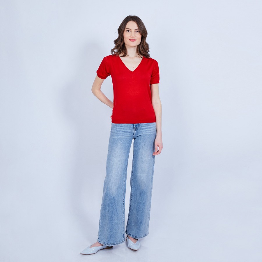 Camiseta de seda com decote em V Justice