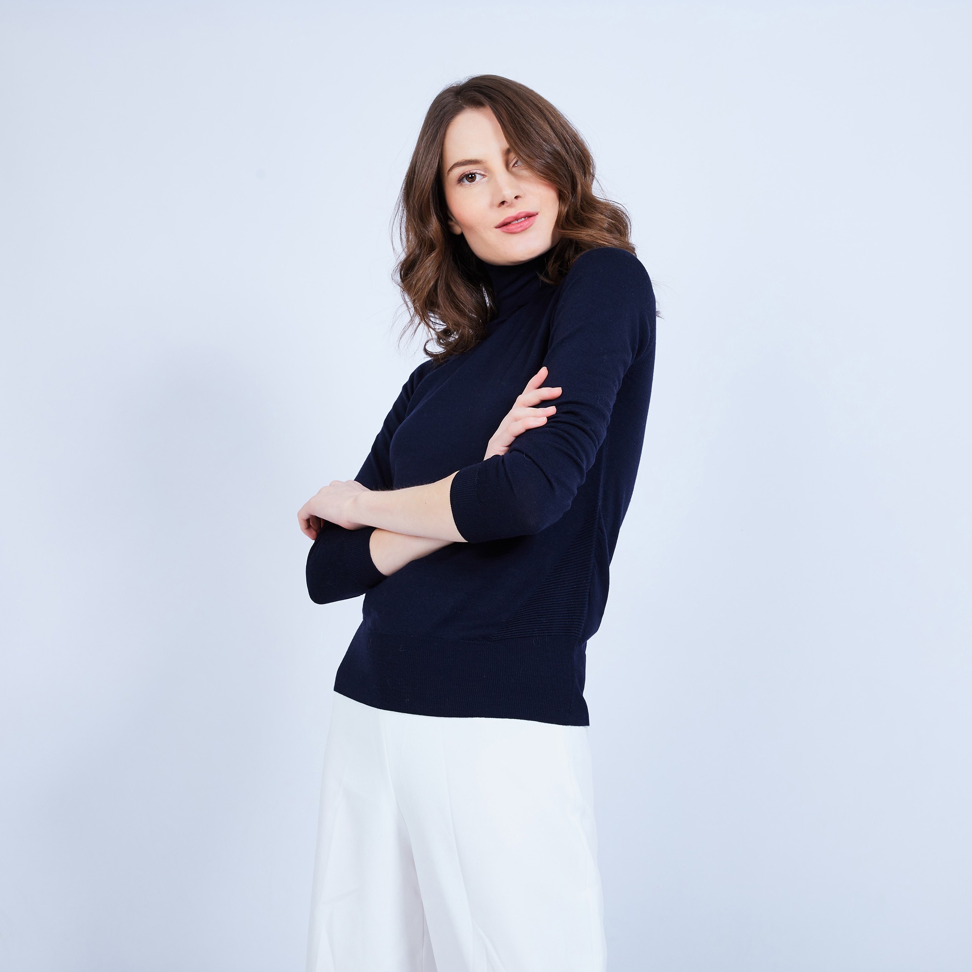 Polo neck jumper in merino wool - Elisa 
