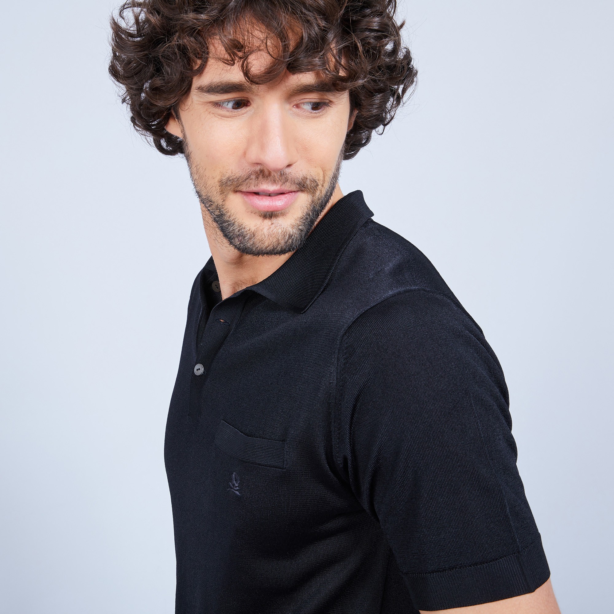 Polo manches courtes en Fil Lumière Vadim 0307 noir - 01 Noir