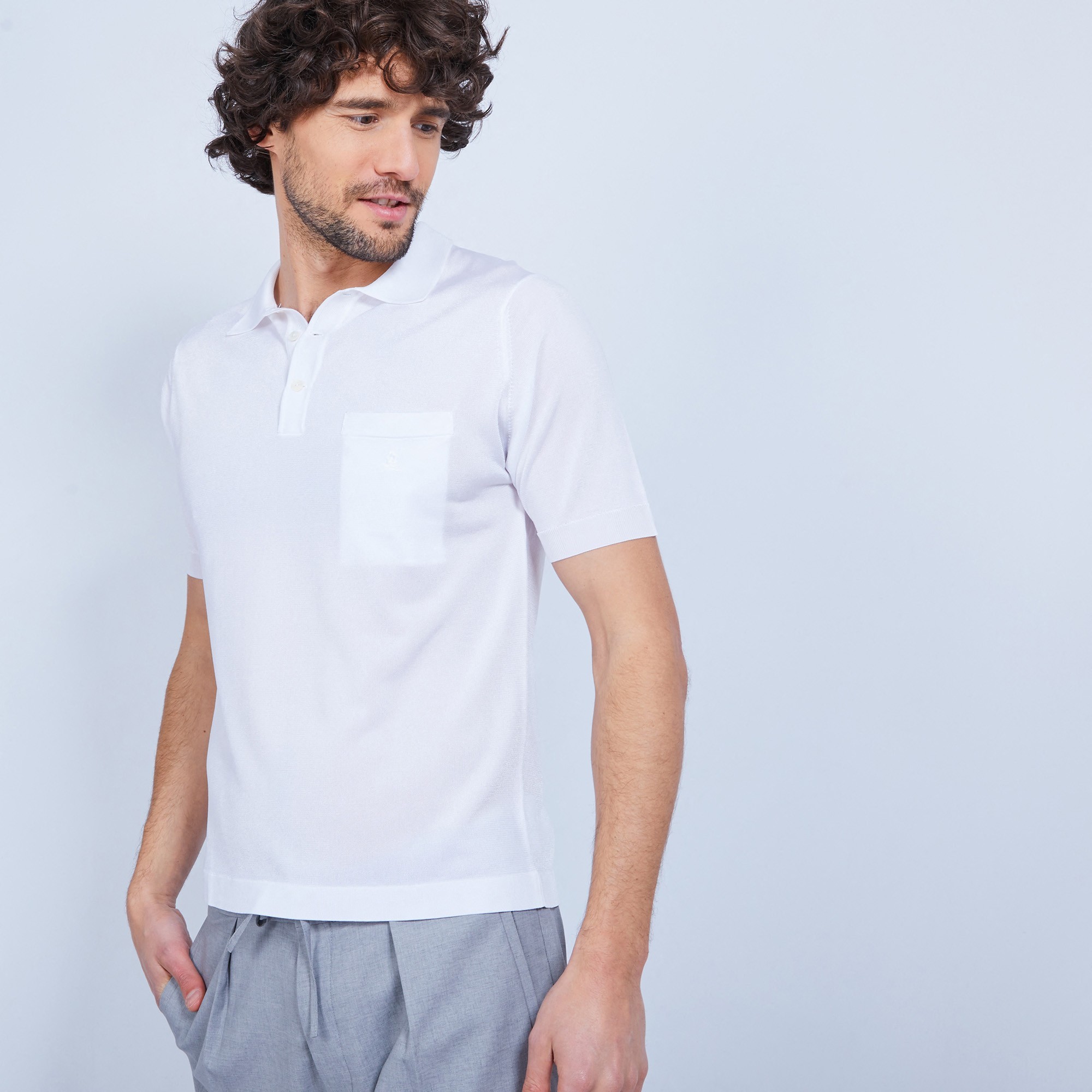 Polo manches courtes en Fil Lumière Vadim 0330 blanc - 02 Blanc