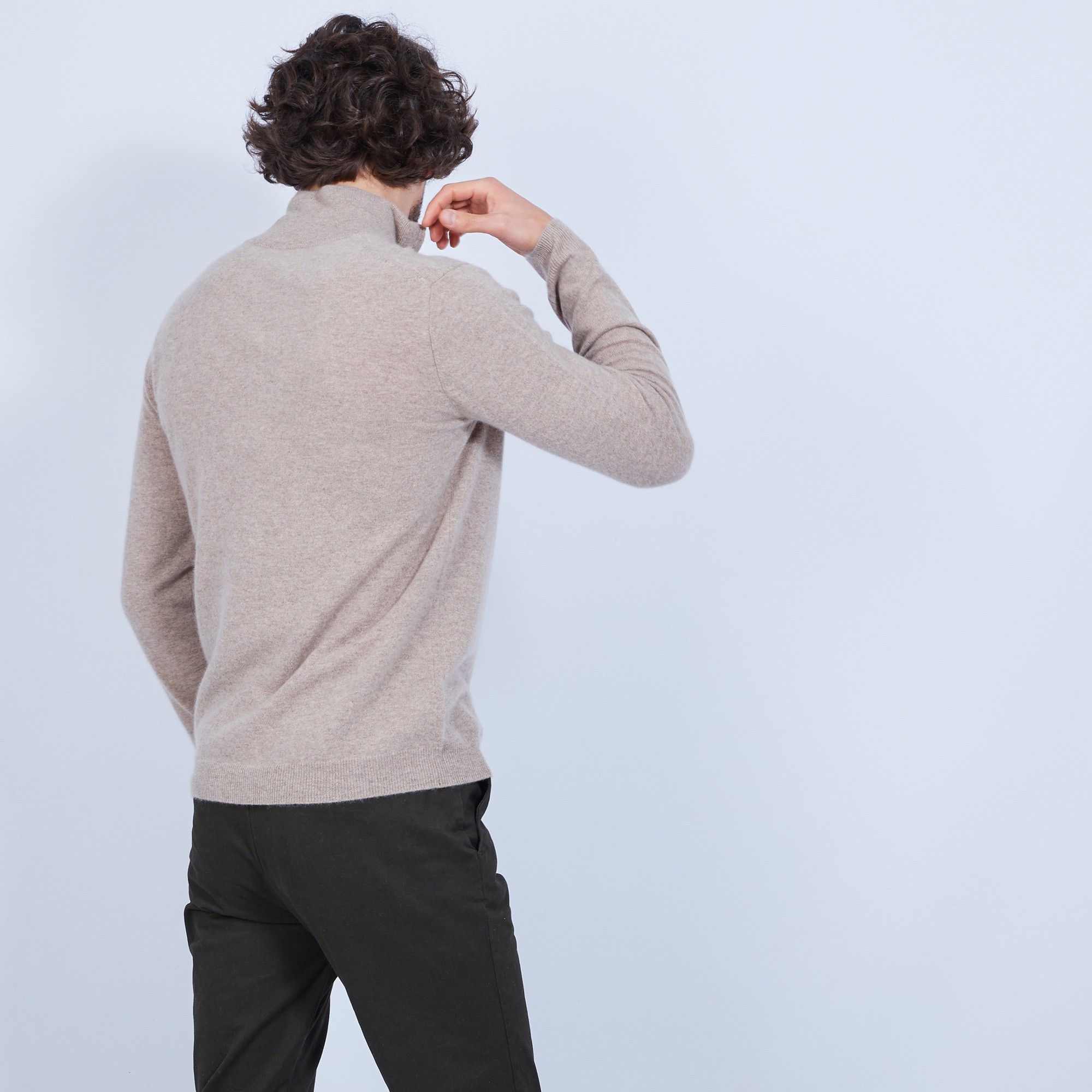 Gilet zippé en cachemire 2 fils sans poches Marc-Antoine 6120 silex - 14 Beige foncé