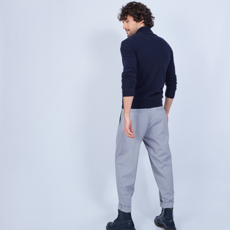 Cardigan de cashmere com zíper e dois fios, sem bolsos - Marc Antoine