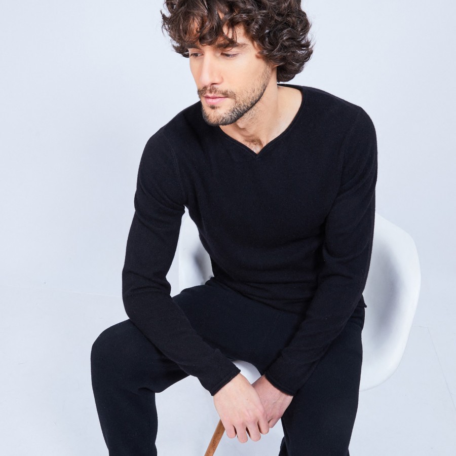 Cashmere jumper with grandad neckline - Olivier