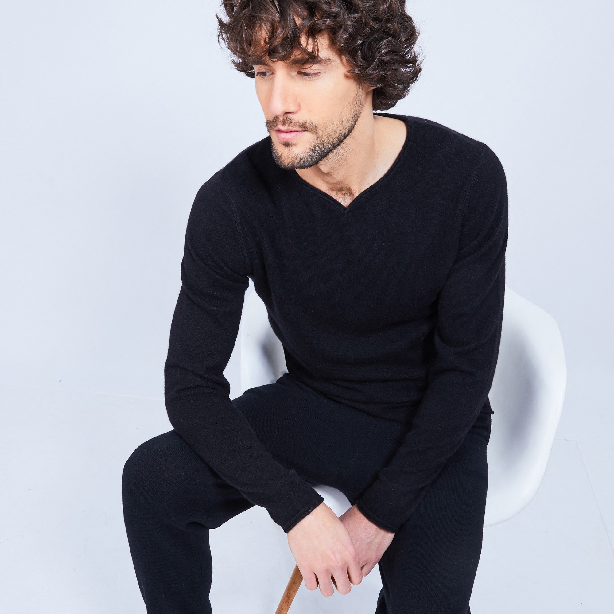 Cashmere jumper with grandad neckline - Henry