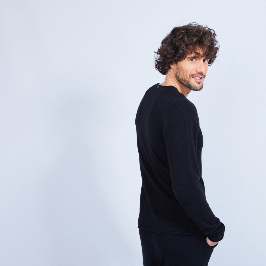 Cashmere jumper with grandad neckline - Olivier