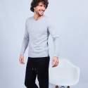 Pull col tunisien en cachemire - Henry 6350 glace - 11 Gris clair