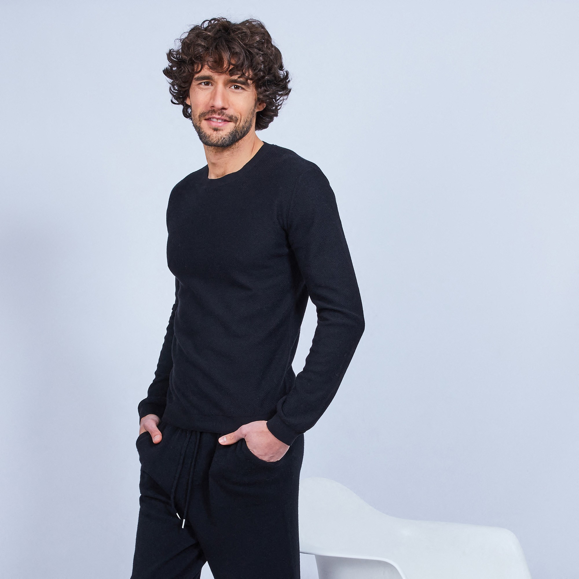 Cotton  and cashmere crew neck jumper - Hizoka