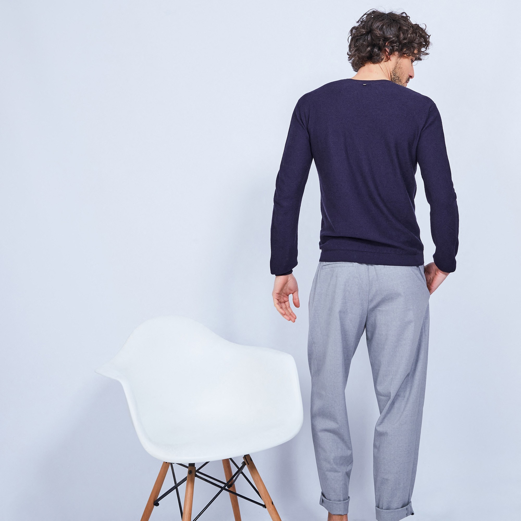 Cotton  and cashmere crew neck jumper - Hizoka