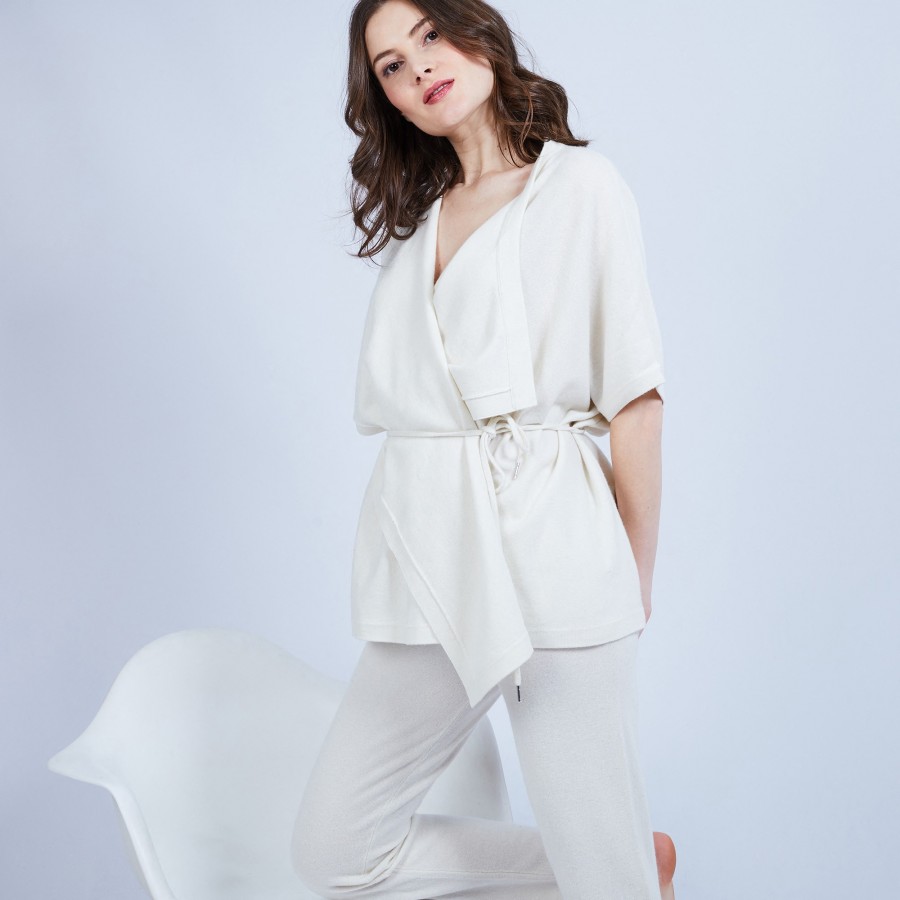 Sleeveless Cashmere kimono cardigan - Oumi