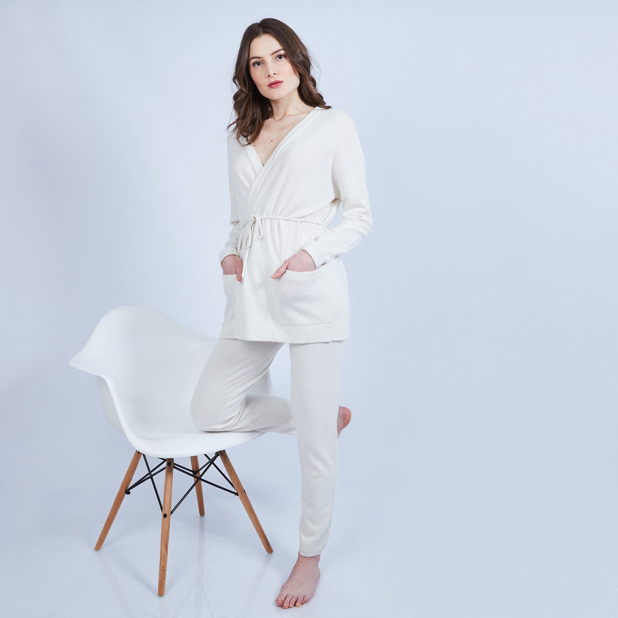 Gilet avec poches en cachemire - Hazel 6360 perle - 82 écru