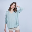 T-shirt ample col V - Malou 6451 bambou - 23 vert clair