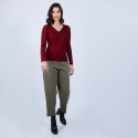 Pull col V en laine mérinos - Bahia 6681 rouge - 51 Bordeaux